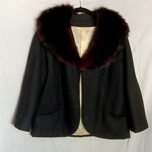 Vintage Fur Collar Coat 3/4 length sleeves